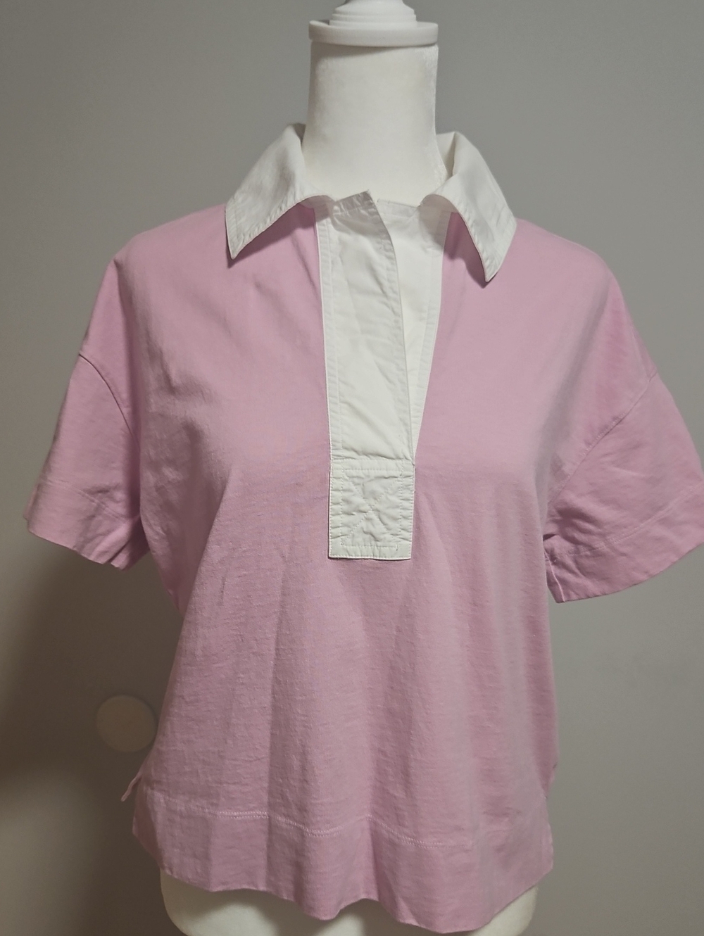 Everlane Pink Short-Sleeve Polo Top with White Placket